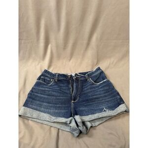 Hollister Curvy Ultra High Rise Mom Shorts Women's 13/12 Dark Wash 2″ Inseam